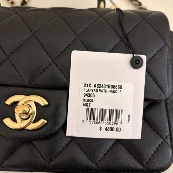 CHANEL Quilted Leather Mini Flap Bag with Top Handle - Picture 4 of 16